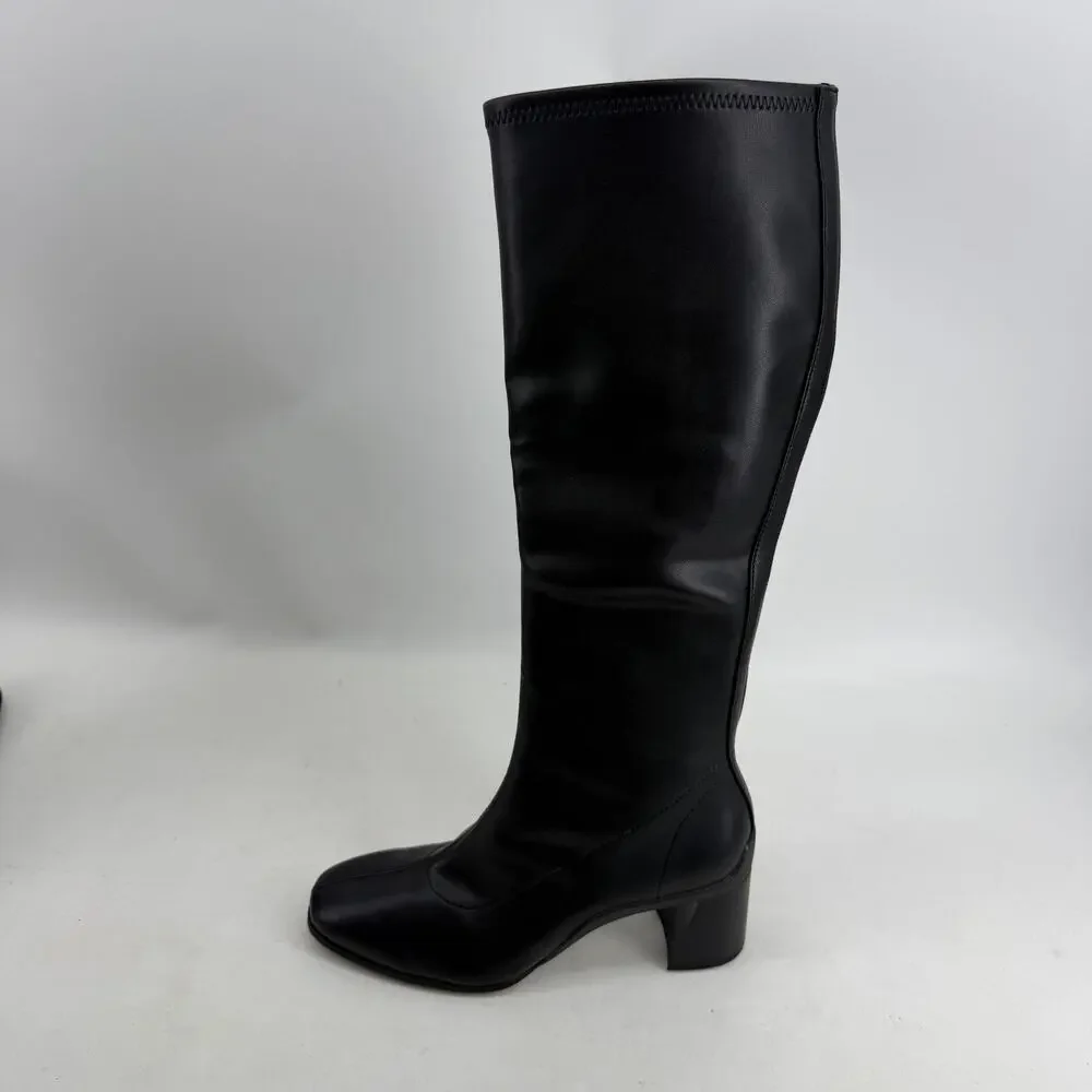 Aerosoles Centola Boots Womens Size 6.5W Black Knee High Stretch Zip Riding